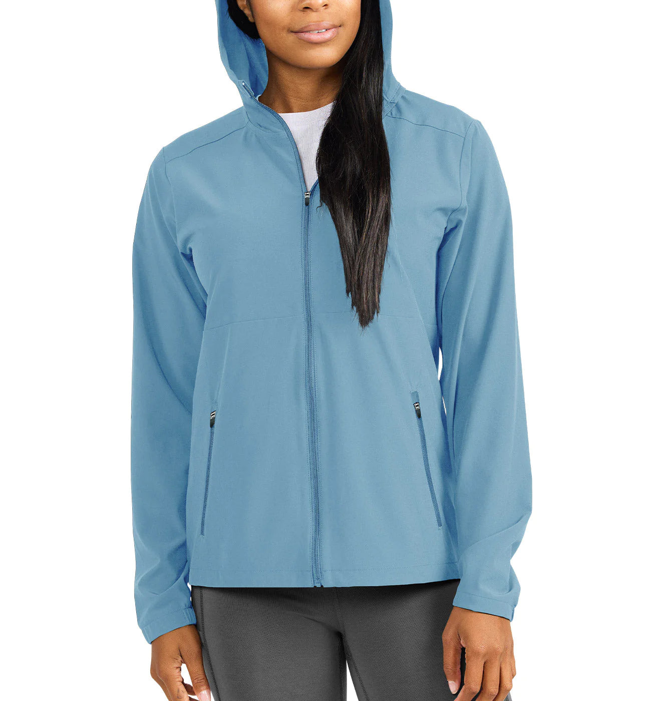 Free Fly Women's Breeze Jacket in Blue Fog Notch Collar Jacket Peter Pan Collar Jacket Cowl Neck Jacket