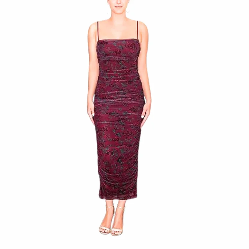 RACHEL ROY -  Helena Floral Long Cocktail and Party Dress Crew Neckline Casual