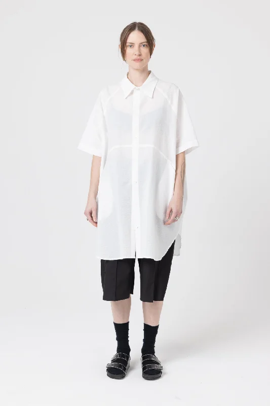 Curve Shirt Jacket | White Wool Fabric Cashmere Fabric Tweed Fabric