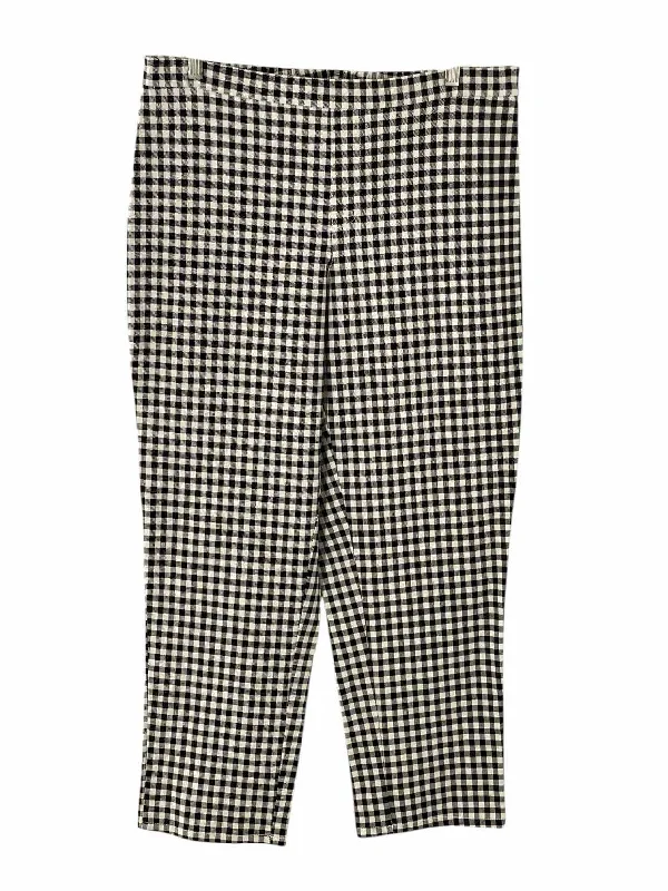 Isaac Mizrahi Live! Size 16 Black White Checkered Pants Formal Linen Trousers