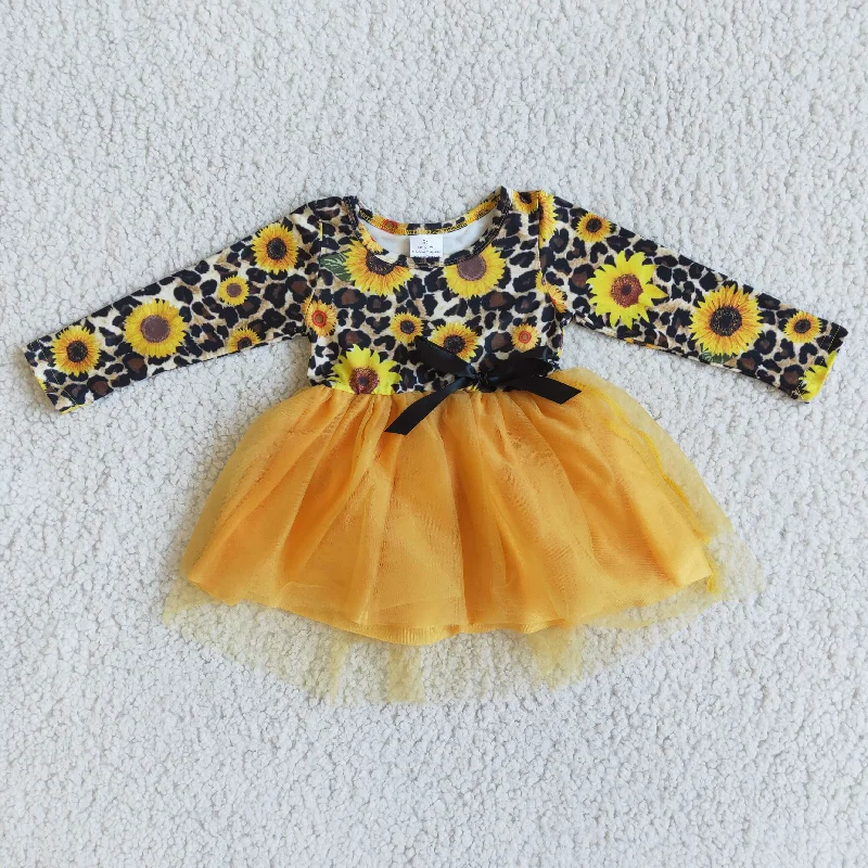 Clearance 6 A29-27 Sunflower leopard print bow decorative tulle skirt high quality wholesale ruffled skirt detail
