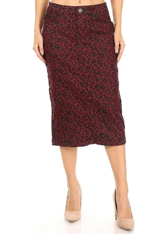 Calf  Length Pencil Stretch Twill Skirt (77920-SKT) velvet skirt sumptuous