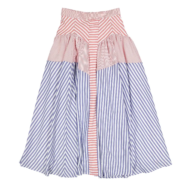 Ava and Lu Color Patch Stripe Maxi Skirt wool skirt warm