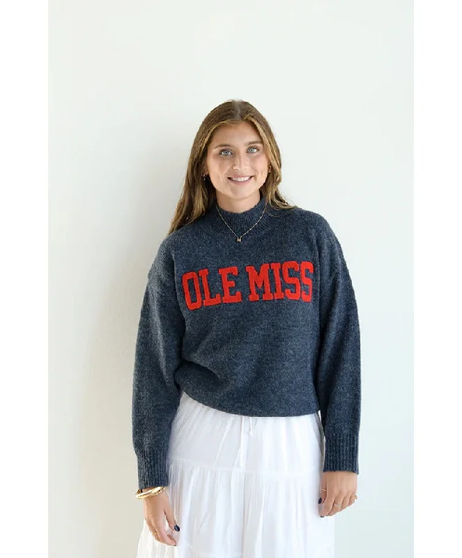 Ole Miss Varsity Sweater Chenille Blend Fleece Blend Nylon Blend
