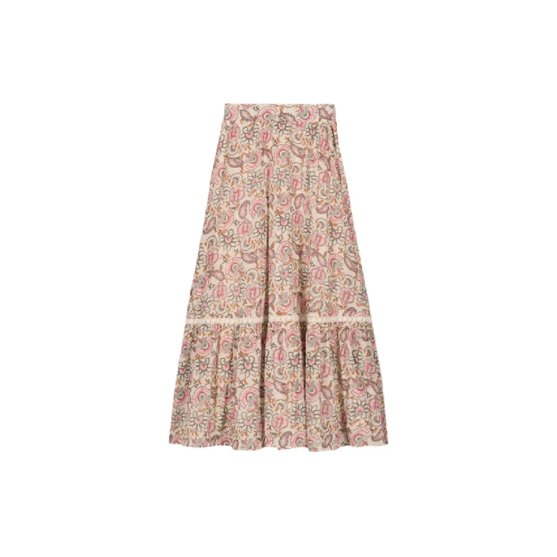 Louise Misha Cream Dolce Flowers Jansiane Skirt zip skirt side