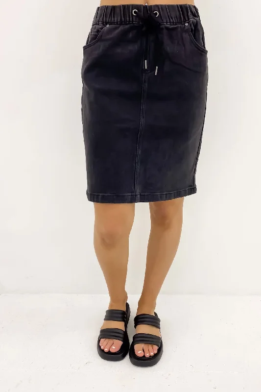 Rio Skirt Washed Black silk skirt smooth