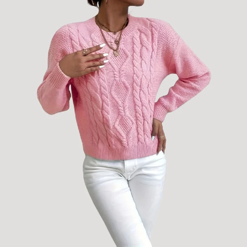 Classic cable knit crew-neck sweater Layered Multi-layer Single Layer
