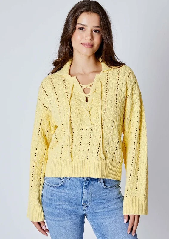 laceup sweater Solid Color Striped Floral Print