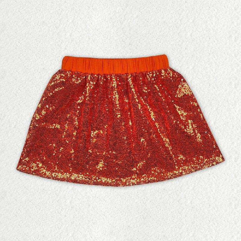GLK0038 Orange sequin skirt high quality cashmere skirt fine