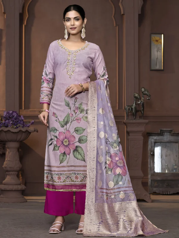 Purple Party Wear Readymade Pant Suit With Wevon Designer Printed Hand Work Comfortable Denim Leggings