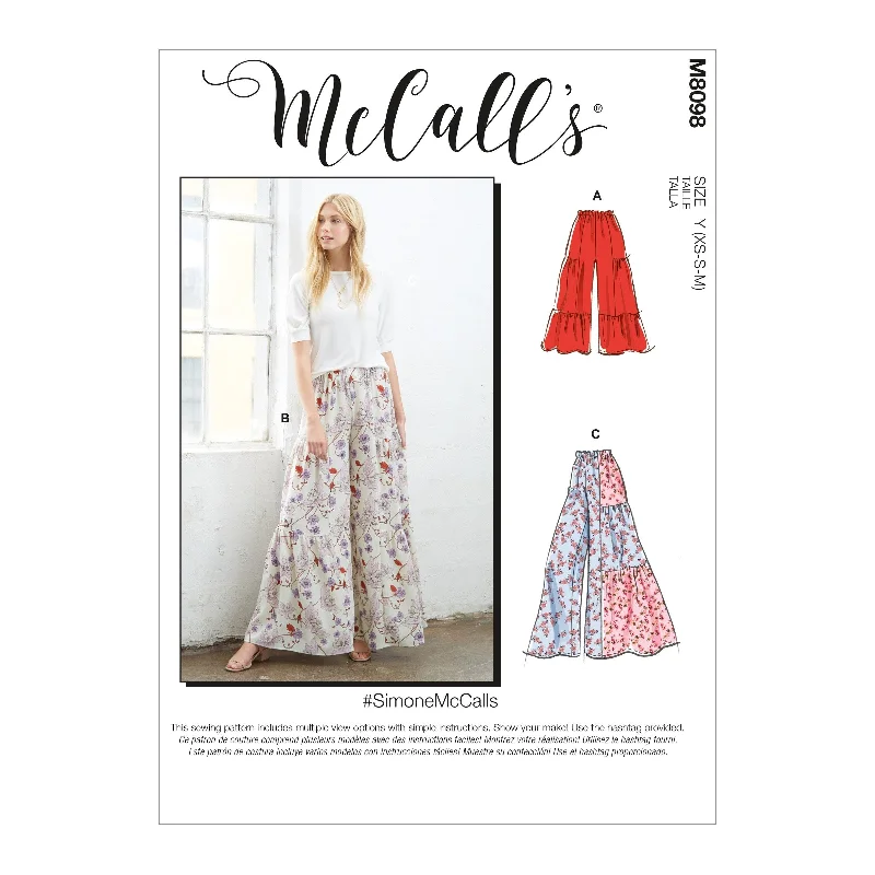 McCall's Pattern M8098 Misses' Pants Fashionable Sporty Pants
