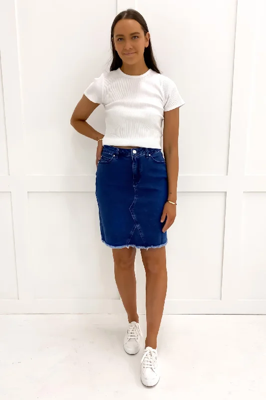Belle Skirt Mid Blue zip skirt side