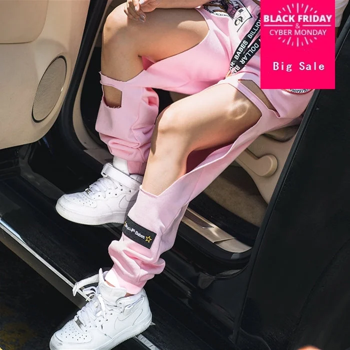 2019 New Arrival Women Pants Casual Hip Hop Wide Leg Pants For Women Long Loose Pink Pants Classic Pant Preppy Cozy Lounge Pants