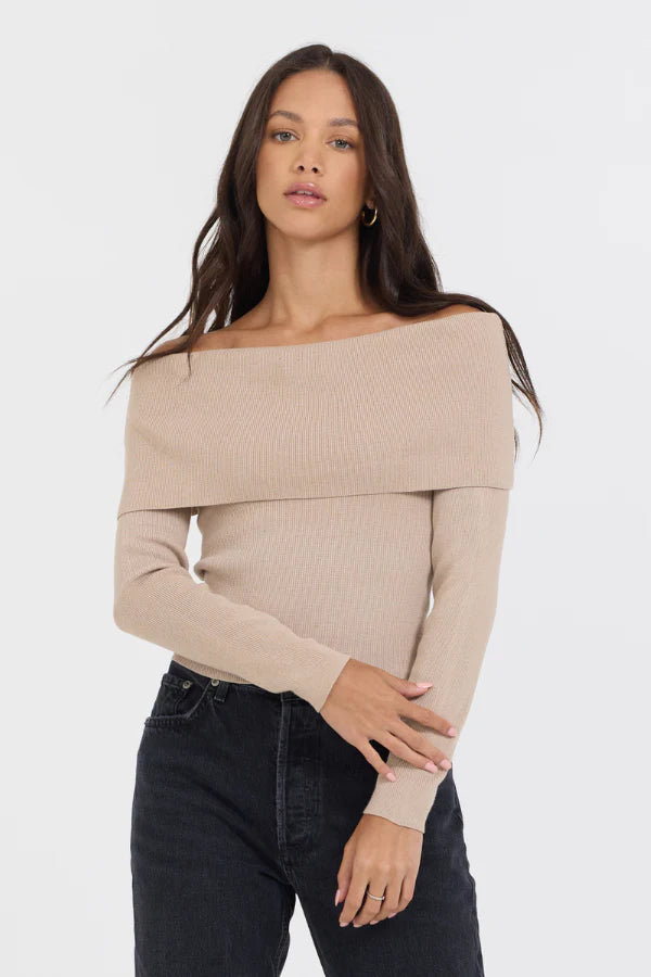 off shoulder sweater Cashmere Blend Cotton Blend Poly Blend