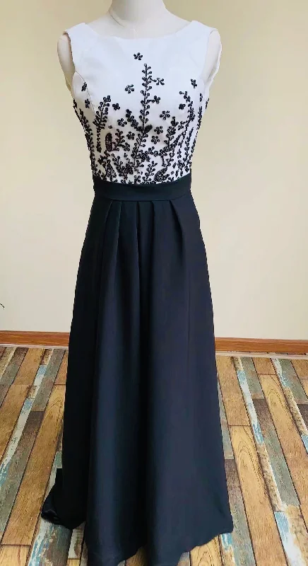 sleeveless evening dress ,white and black party dress,formal dress with beads Tunics Office stylish