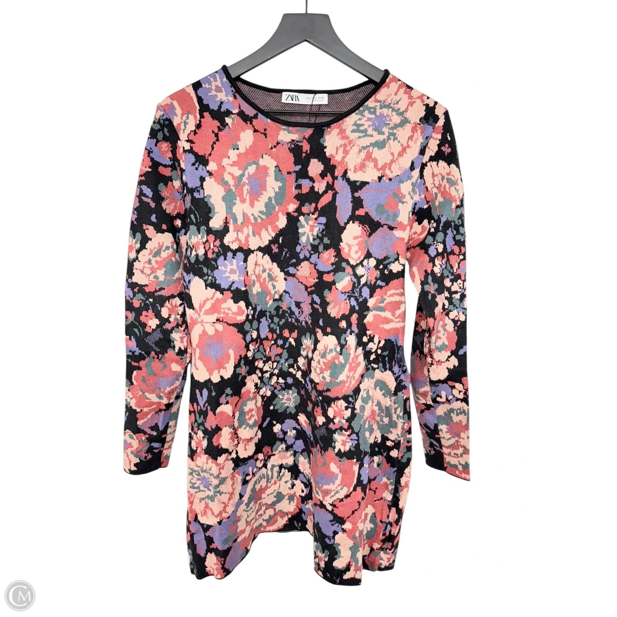 Dress Sweater By Zara In Multi-colored, Size: L Welt Pockets Slit Pockets Flap Pockets