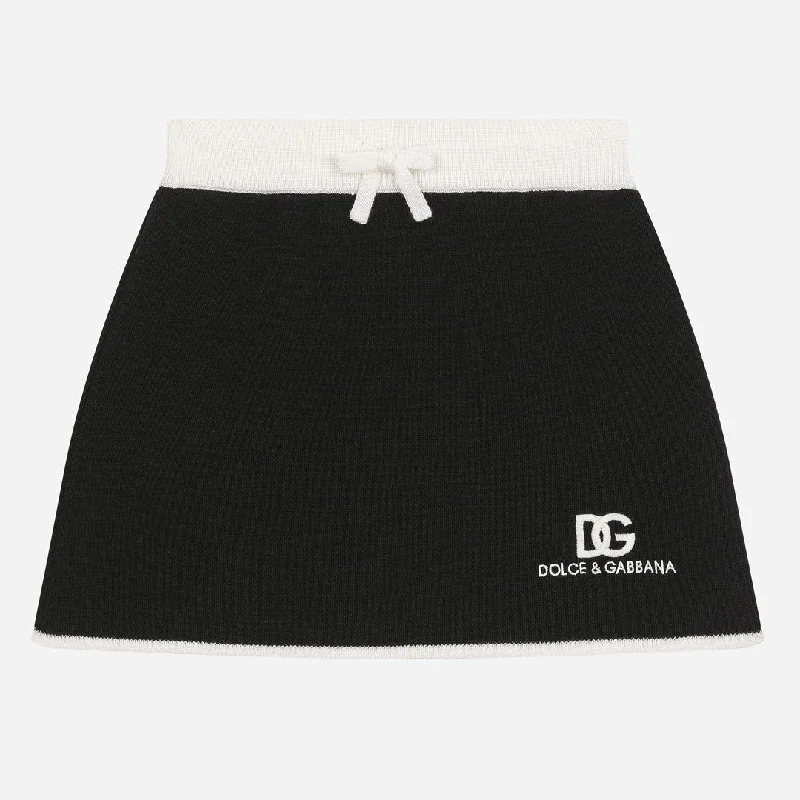 Black Logo Skirt leather skirt modern