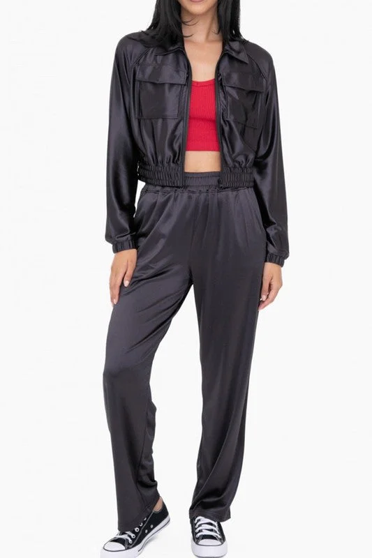 SATIN BLEND CROPPED DISCO JACKET Rayon Jacket Velvet Jacket Corduroy Jacket