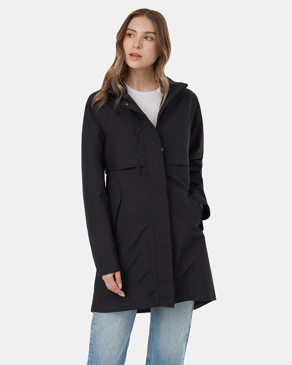 Women's Nimbus Long Rain Jacket - Meteorite Black Nylon Fabric Polyester Fabric Spandex Fabric