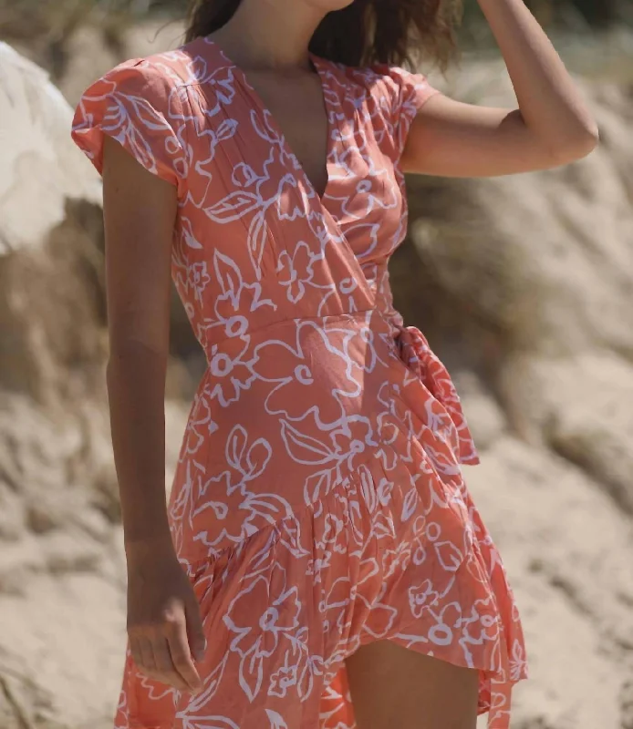 Seville Party Dress In Multi Crew Neckline Casual