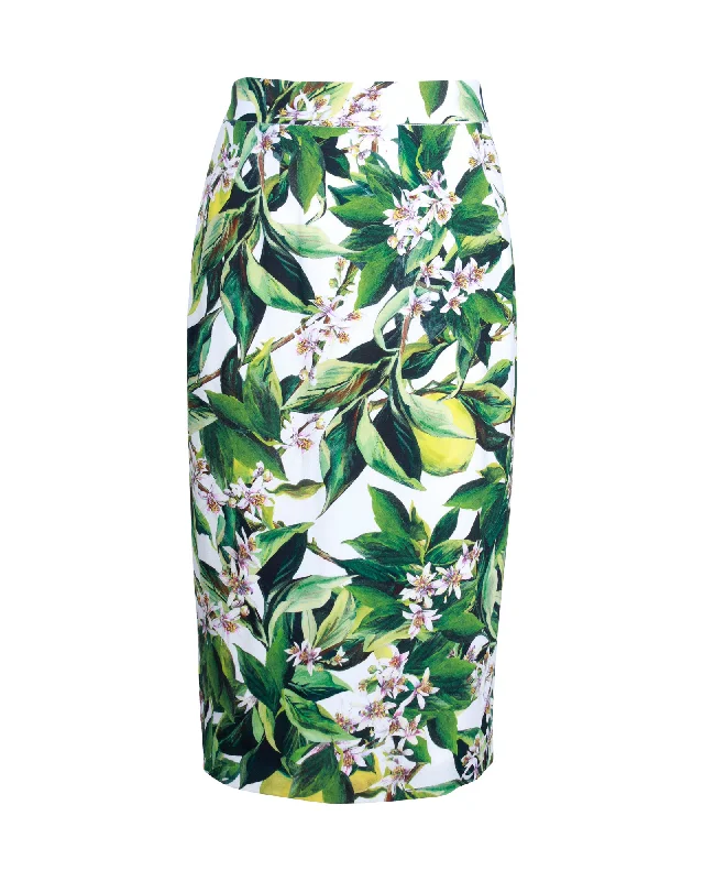 Dolce & Gabbana Floral Midi Skirt in White Viscose lace skirt intricate