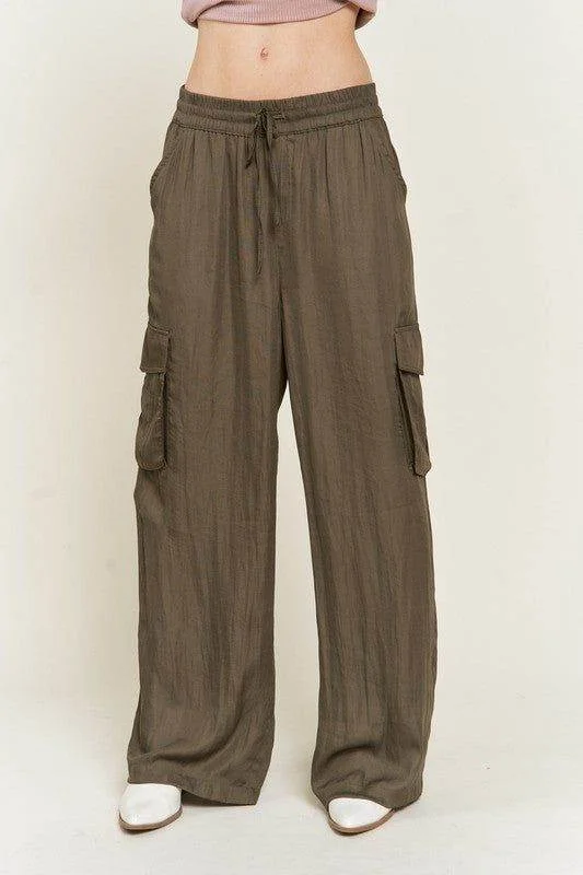 Jade By Jane Satin Cargo Pants Trendy Tapered Pants