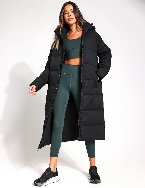 Long Puffer Jacket - Black Wool Jacket Cashmere Jacket Tweed Jacket
