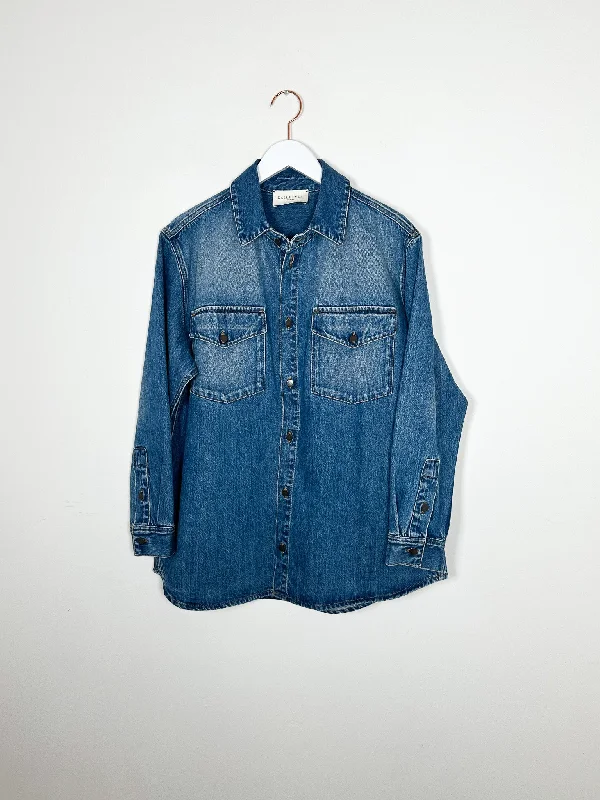 Kallmeyer - Benet Shirt Jacket - Dark Stonewash Satin Jacket Silk Jacket Chiffon Jacket