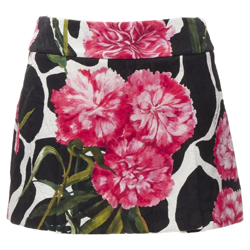 Dolce & Gabbana carnation floral print jacquard mini skirt chiffon skirt flowing