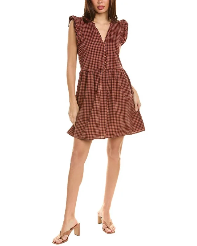 Tegan Ruffled Mini Dress In Tajin Check | Tajin Check Cozy A-Line Mini Dress
