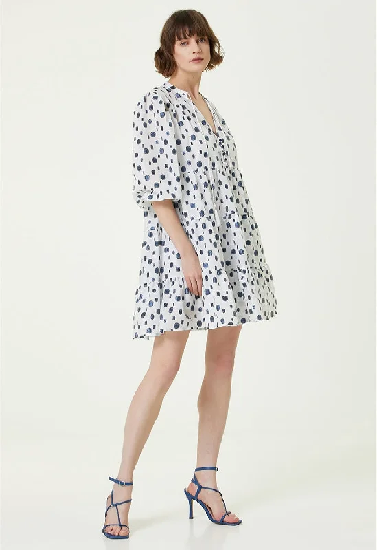 Network Mini Dress Blue/White Trendy Camisole Mini Dress